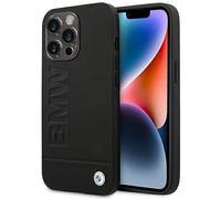 Custodia Per iPhone 14 Pro Max BMW LOGO In Vera Pelle Nera
