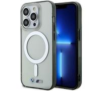 BMW BMHMP14XHCRS - Custodia rigida trasparente per iPhone 14 Pro Max 6.7", anello argento