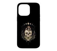 Custodia per iPhone 14 Pro Max Boho Skull Moon Phases Moth Gothic Witchcore Estetica