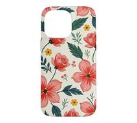 Custodia per iPhone 14 Pro Max Bold Teal verde foglie rosso rosa fiori floreali