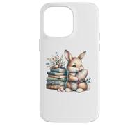 Custodia per iPhone 14 Pro Max Bookish Easter Bunny Reading Book Every Bunny Loves to Read