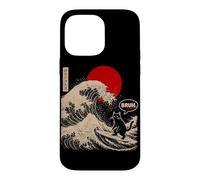 Custodia per iPhone 14 Pro Max Bruh Surfing Cat Great Wave Kanagawa Cultura giapponese Otaku