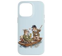 Custodia per iPhone 14 Pro Max Bulldog inglese cani coppia innamorata drink barca Inghilterra