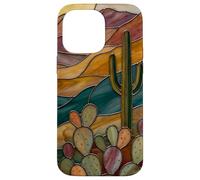 Custodia per iPhone 14 Pro Max Cactus di vetro colorato Artful Trendy