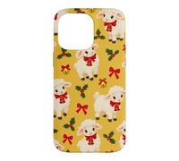 Custodia per iPhone 14 Pro Max Campana con fiocco di agnello giallo senape rosso per Natale