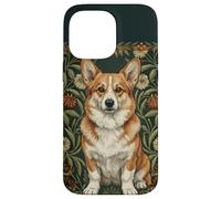 Custodia per iPhone 14 Pro Max Cane Corgi nello stile di William Morris Arts