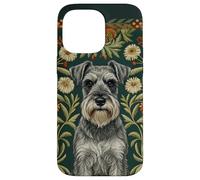 Custodia per iPhone 14 Pro Max Cane Schnauzer William Morris stile floreale