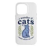 Custodia per iPhone 14 Pro Max Carino I Wonder If Cats Think About Me Too Folk Art Kitten