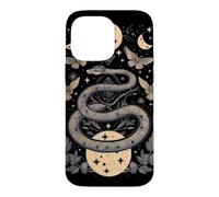 Custodia per iPhone 14 Pro Max Carta dei Tarocchi Serpente Mistico con Falene e Lune