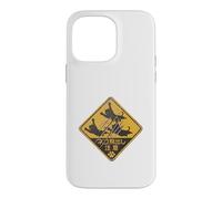 Custodia per iPhone 14 Pro Max Cartello retrò giapponese con gatto che attraversa la scritta "Caution Leaping Cats