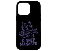 Custodia per iPhone 14 Pro Max Cat Dinner Manager Divertente Felino Fish Amante
