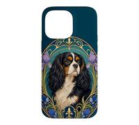 Custodia per iPhone 14 Pro Max Cavalier Tricolore King Charles Spaniel Art Nouveau