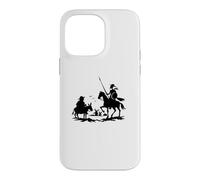 Custodia per iPhone 14 Pro Max Cavaliere Errante Don Chisciotte Sancho Panza Opera D'arte Silhouette