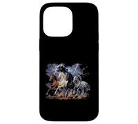 Custodia per iPhone 14 Pro Max Cavalli in esecuzione Vintage anni '90 Fulmine Tempesta Western Cow