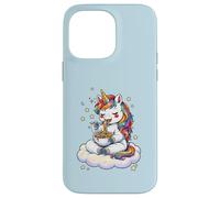 Custodia per iPhone 14 Pro Max Chibi Unicorno Mangia Arcobaleno Spaghetti Pasta Grafica