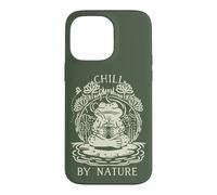 Custodia per iPhone 14 Pro Max Chill By Nature Cottagecore Frog Meditation Vintage Badge