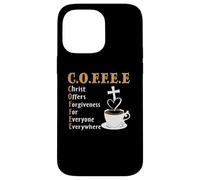 Custodia per iPhone 14 Pro Max Coffee Christ Offers Forgiveness Quote Cafeine Baristas