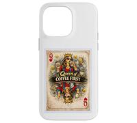 Custodia per iPhone 14 Pro Max Coffee First Card - Biglietto per mamma, moglie, madre, regina, parodia, regalo grafico