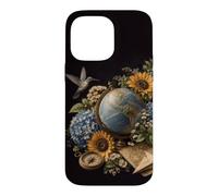 Custodia per iPhone 14 Pro Max Colibrì Vintage Geografia Insegnante Floreale Mappa Estetica