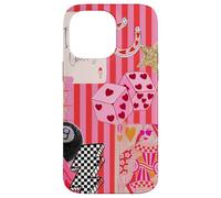 Custodia per iPhone 14 Pro Max Collage con 8 Lucky Lighting Bolt Star a forma di pallina rosa preppy a righe