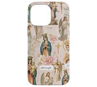 Custodia per iPhone 14 Pro Max Collage cristiano cattolico floreale vintage della Vergine