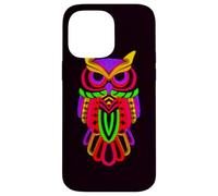 Custodia per iPhone 14 Pro Max Colorful Owl Line Art Geometrico Astratto Notte Uccello Gra