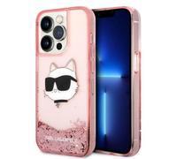 Custodia per iPhone 14 Pro Max con glitter rosa di Karl Lagerfeld