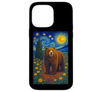 Custodia per iPhone 14 Pro Max Cool Bear in the Starry Night Painting Concept Graphic Art