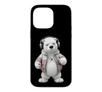 Custodia per iPhone 14 Pro Max Cool Polar Bear Cuffie Plaid Giacca Design