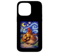 Custodia per iPhone 14 Pro Max Cozy Chicken Playing Guitar Whimsical Art Music Farmer Hen