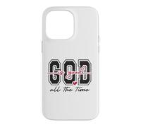 Custodia per iPhone 14 Pro Max Cuore carino con scritta in lingua inglese "God Is Good All The Time"