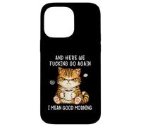 Custodia per iPhone 14 Pro Max Cute Angry Cat Drinking Coffee Tabby Cat Morning Mood Meme