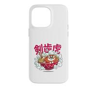 Custodia per iPhone 14 Pro Max Cute Chubby Tiger Ramen Noodle Bowl Japanese Foodie Lover