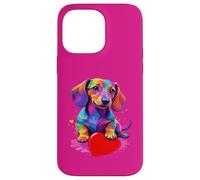 Custodia per iPhone 14 Pro Max Dachshund Shirt - Colorful Dachshund Heart Graphic