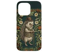 Custodia per iPhone 14 Pro Max Dapper Hedgehog in stile William Morris, motivo floreale