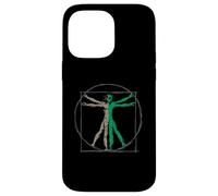 Custodia per iPhone 14 Pro Max DaVinci Vitruvian Uomo con UFO UAP Alien Science Design