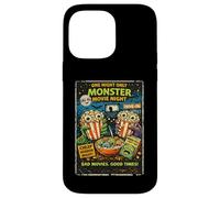 Custodia per iPhone 14 Pro Max Design Film Horror Retro Finto con Popcorn Mostri Drive-In