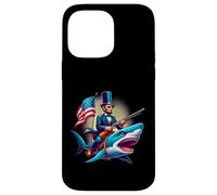 Custodia per iPhone 14 Pro Max Divertente 4 luglio 4 luglio Abe Abraham Lincoln Equitazione di uno squalo