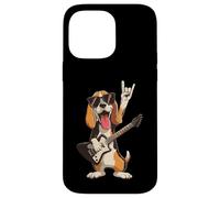 Custodia per iPhone 14 Pro Max Divertente design per amanti dei cani Beagle Rock Music Guitar Player