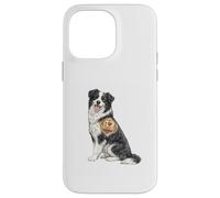 Custodia per iPhone 14 Pro Max Divertente disegno del tatuaggio a forma di cuore con cane, scherzo, motivo: Border Collie Dad
