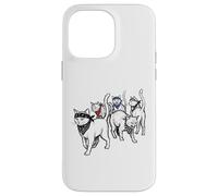 Custodia per iPhone 14 Pro Max Divertente Gatto Gang Thugs Minimalista Disegnato A Mano Sketch Art