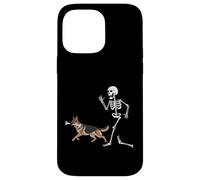 Custodia per iPhone 14 Pro Max Divertente Halloween Pastore Tedesco e Scheletro