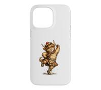 Custodia per iPhone 14 Pro Max Divertente Highland Cow Esecuzione Scozzese Danza