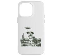 Custodia per iPhone 14 Pro Max Divertente unicorno cappello da cowboy UFO Desert Cactus Western