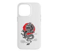 Custodia per iPhone 14 Pro Max Drago giapponese con tramonto rosso, amante dell'arte giapponese