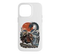 Custodia per iPhone 14 Pro Max Drago vichingo Fiordo Incontro Sole Rosso Fantasy Art