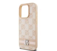 Custodia per iPhone 14 Pro Max elegante con strisce rosa e motivi a scacchiera - Nouvo