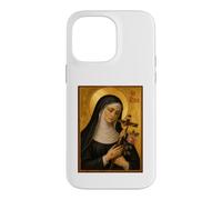 Custodia per iPhone 14 Pro Max Elegante icona cattolica di Santa Rita