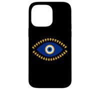 Custodia per iPhone 14 Pro Max Evil Eye in blu dorato Nazar Protezione come Radiant Boho