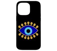Custodia per iPhone 14 Pro Max Evil Eye in Blue Golden Nazar Protezione come Boho Spiritual